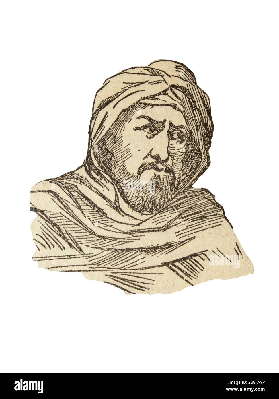 Caliph Abd-ar-Rahman portrait, founder of Umayyad dinasty. Enciclopedia Autodidactica by Dalmau Carles, 1954 Stock Photo