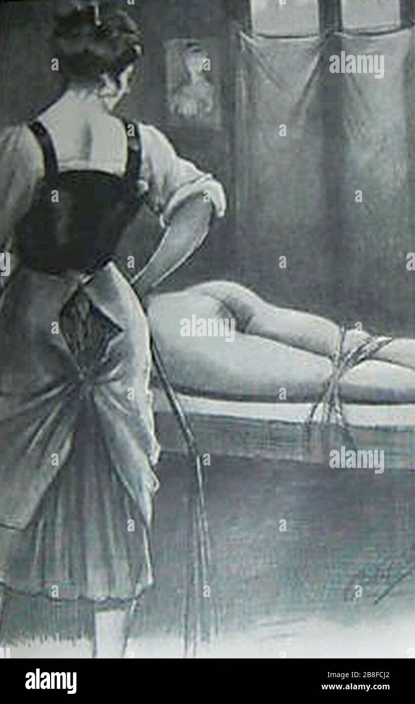 Gitanes Falgellants - 1922 spanking illustration. Stock Photo