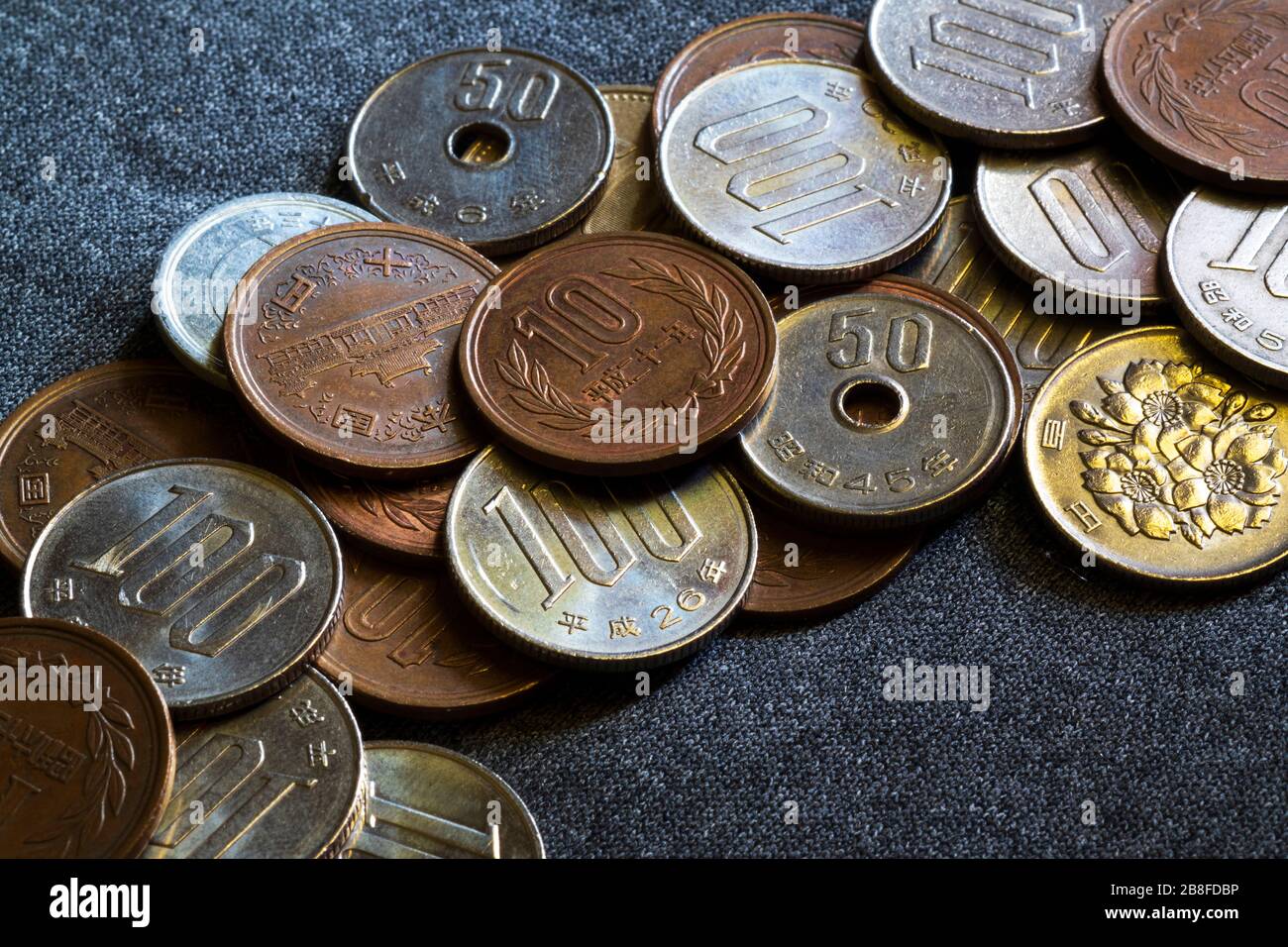 A mix of Japanese Yen coins Stock Photo