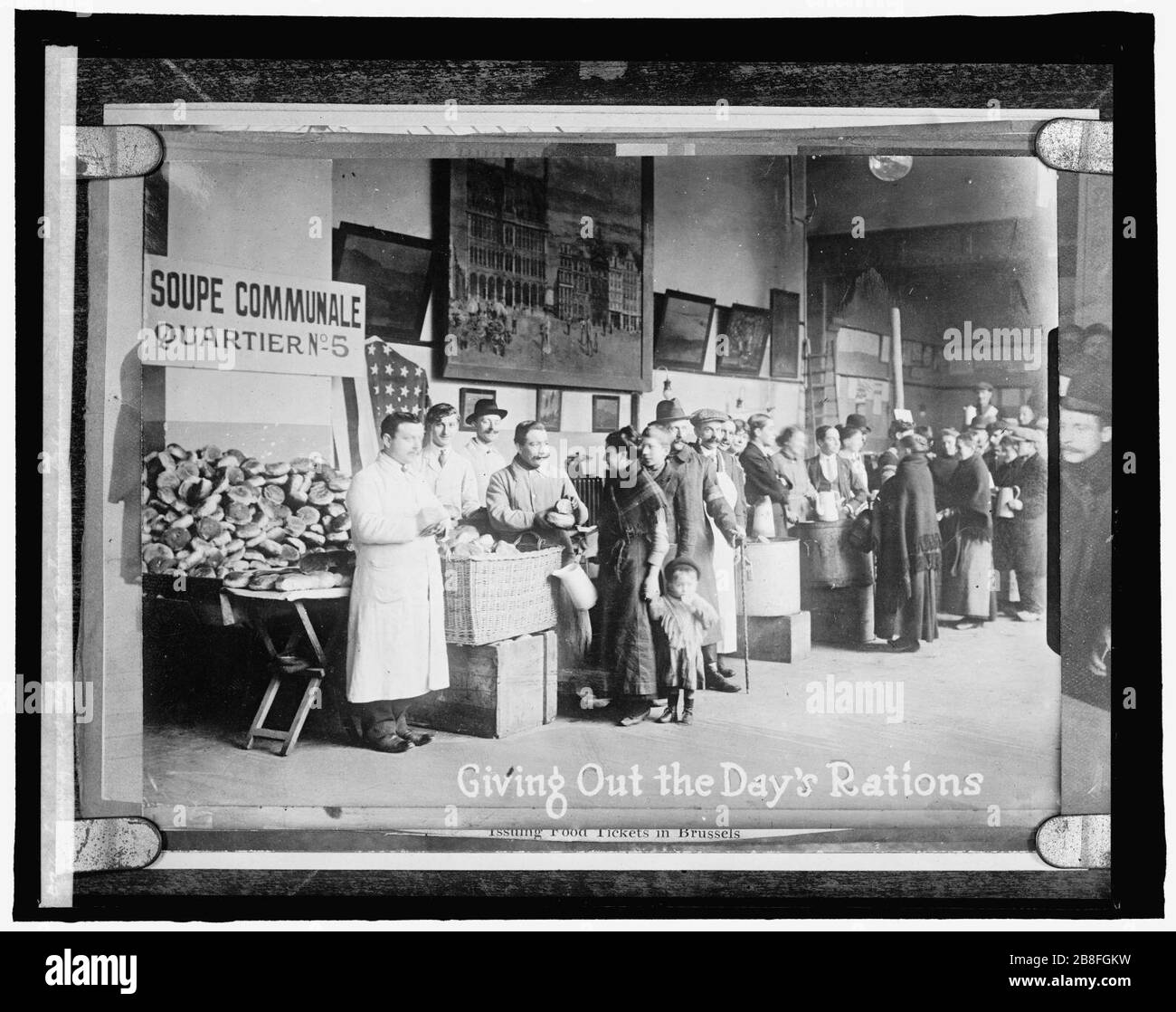 Giving out the day's rations in Belgium Stock Photo - Alamy
