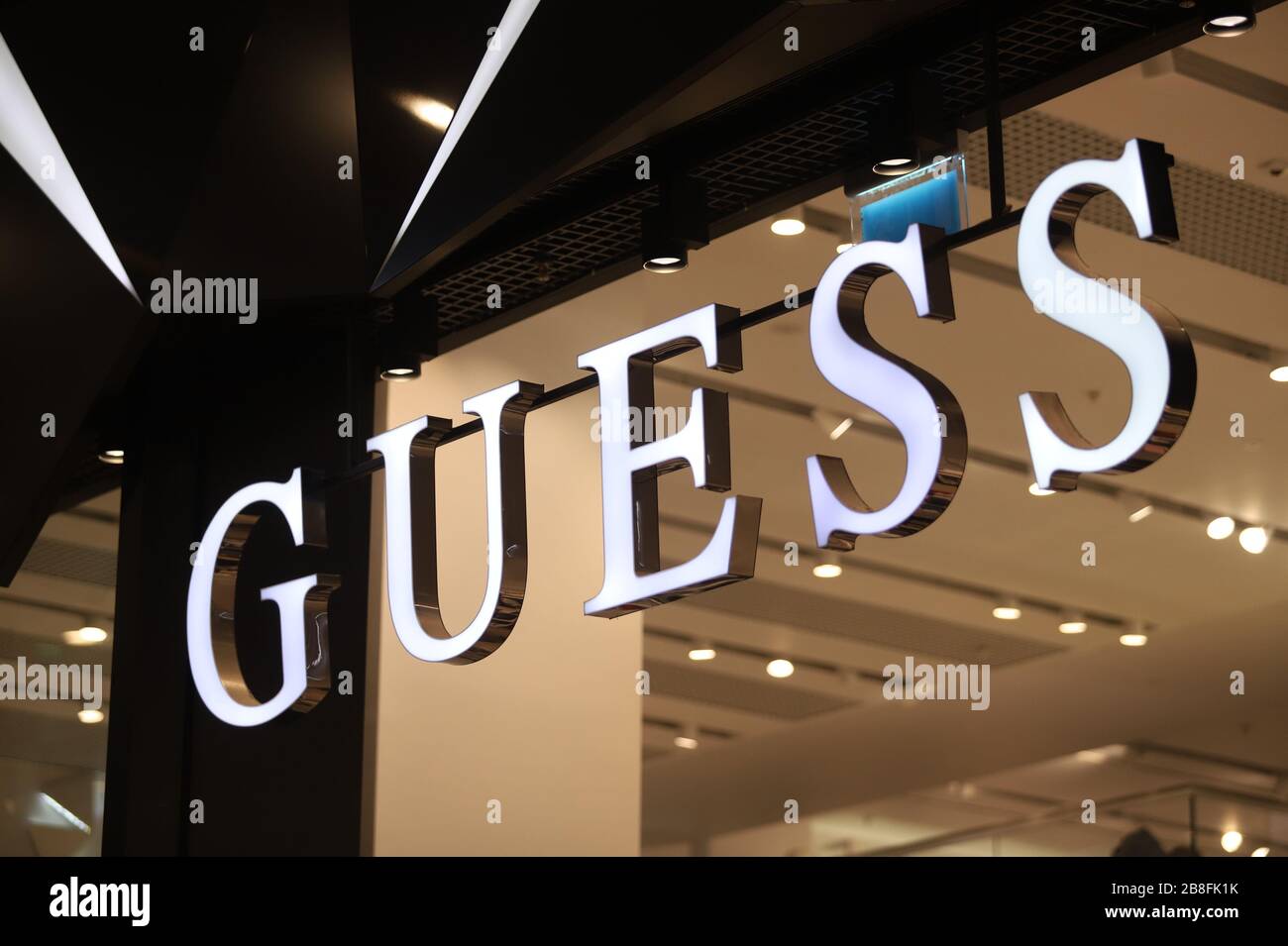 Levere tilskuer Forstyrre Logo of Guess is seen at Galeria Shopping and Entertainment Centre Stock  Photo - Alamy