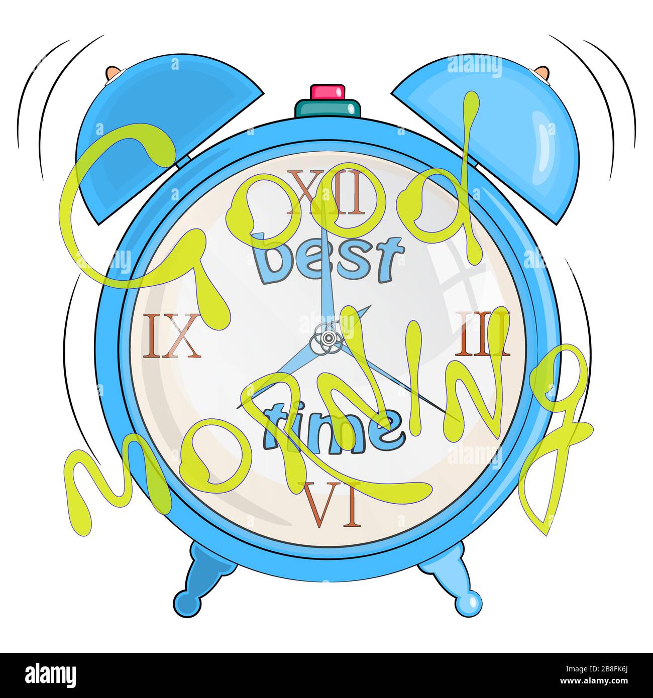 alarm clock with the text good morning. vector illustration on a white background. Stock Vector