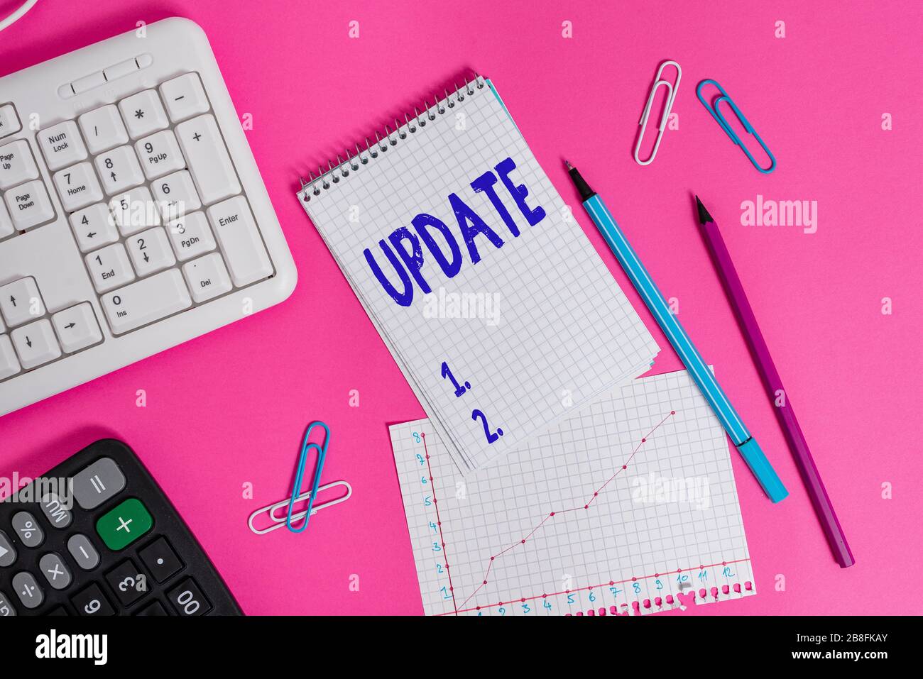 Text sign showing Update. Business photo showcasing make something more ...