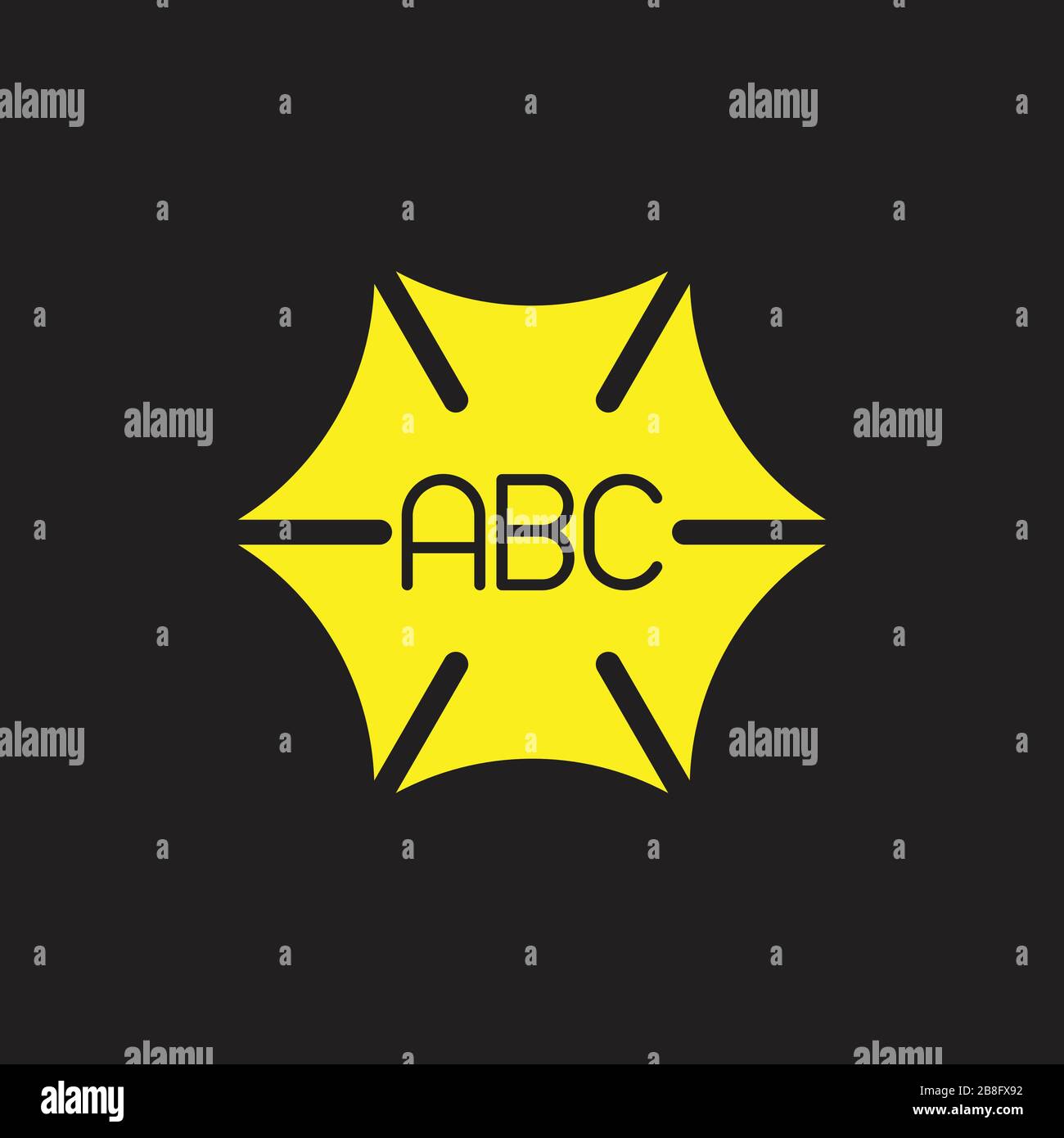 letter frame hexagonal arrows curves design logo vector Stock Vector
