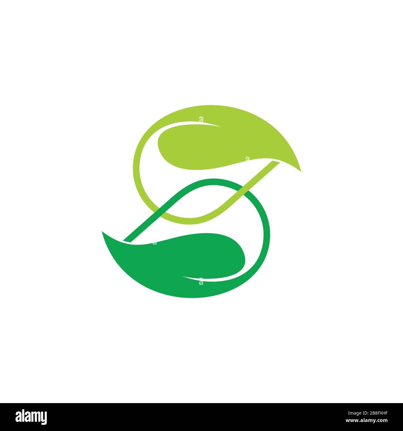 linked green leaf letter s shape logo vector Stock Vector
