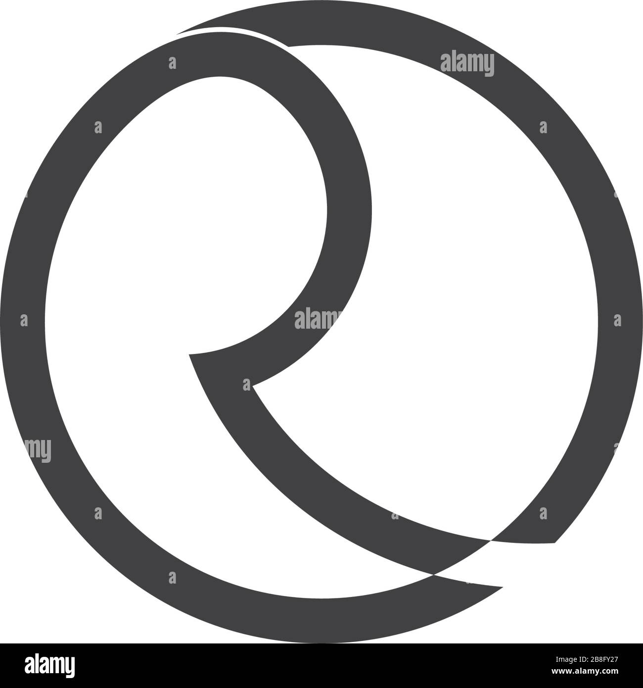 letter r circle overlapping design symbol logo vector Stock Vector