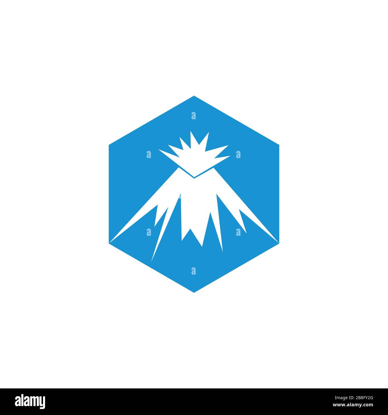 volcano snow mountain hexagon simple logo Stock Vector