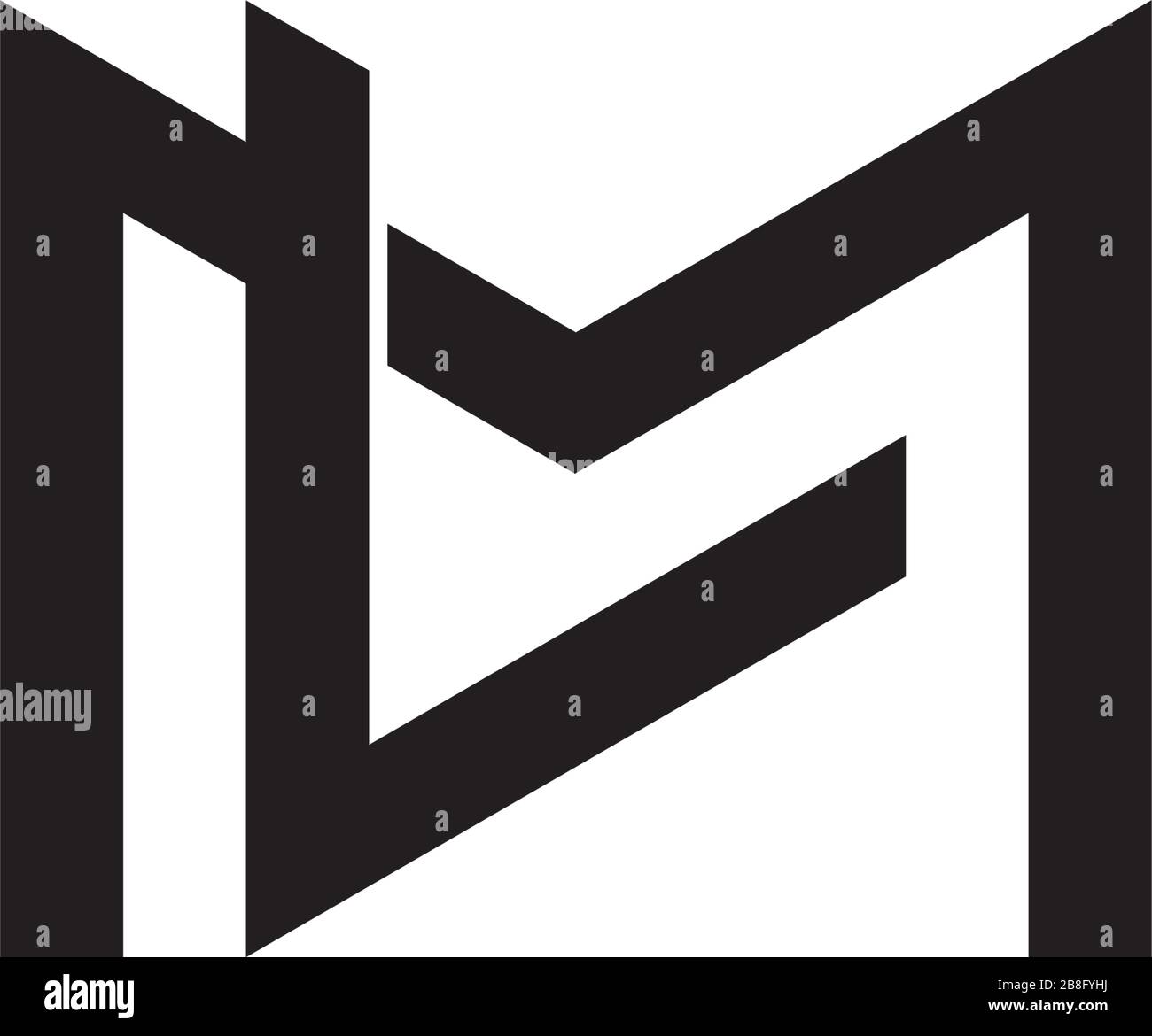 letter ml geometric line simple overlap logo vector Stock Vector