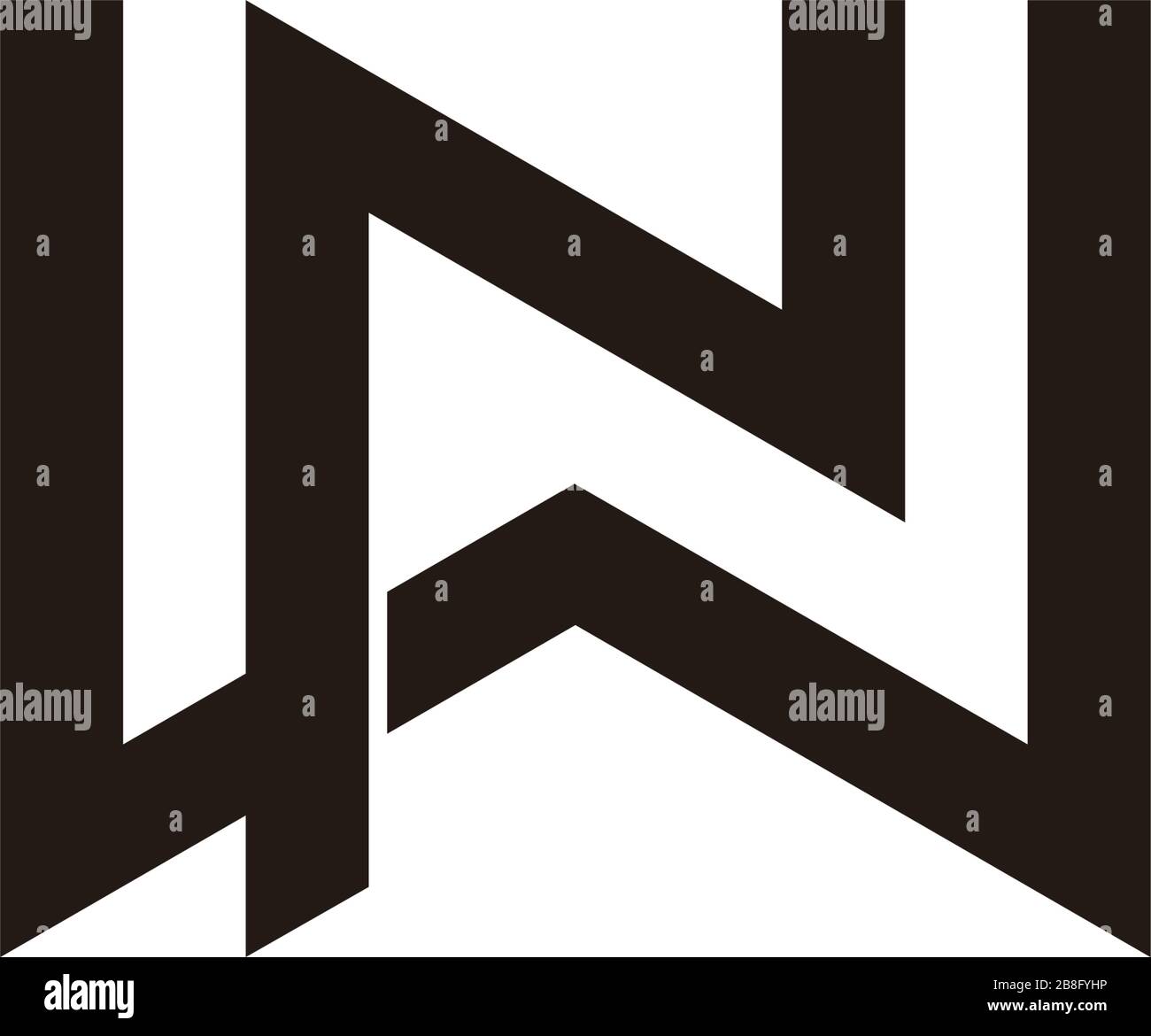letter wn simple geometric line overlap logo vector Stock Vector
