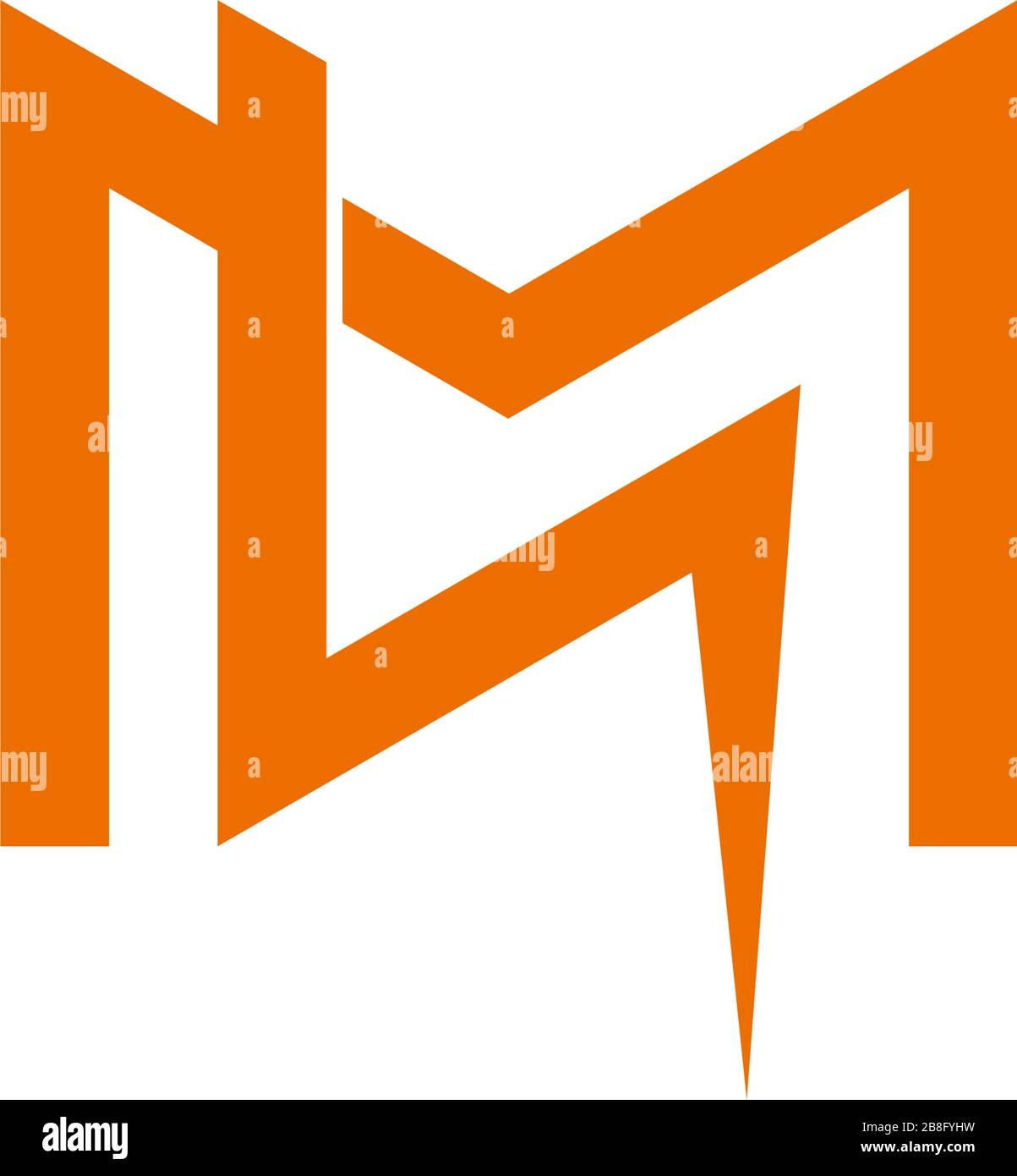 letter m thunder bolt shape simple geometric design logo vector Stock ...