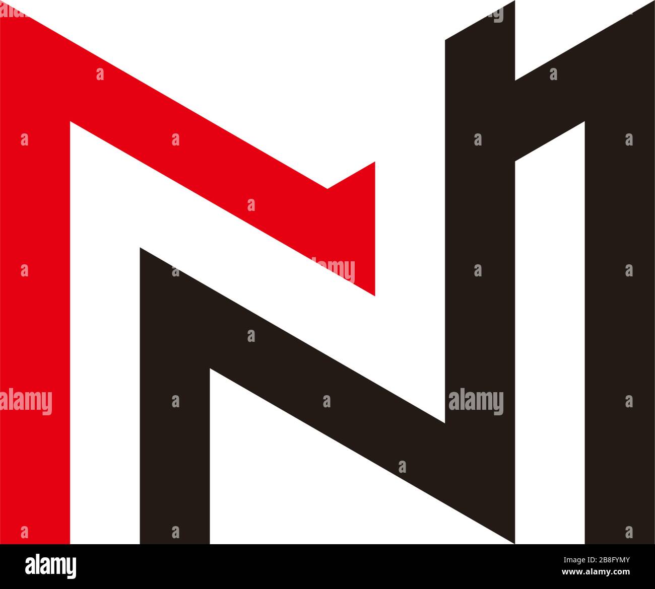 letter mn shape simple geometric arrow overlapping line logo vector Stock Vector