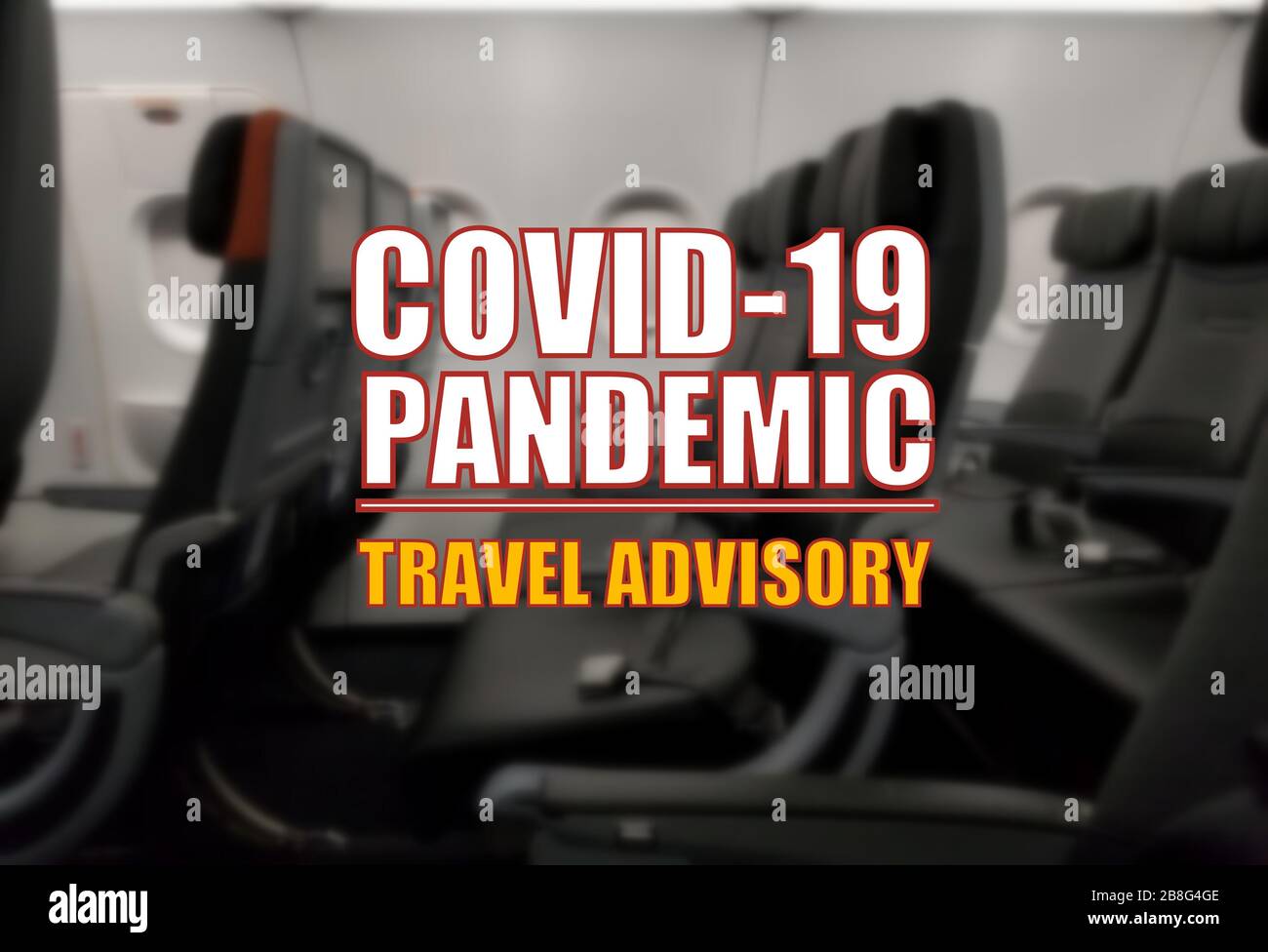 Covid-19 pandemic travel advisory on a blurry background Stock Photo