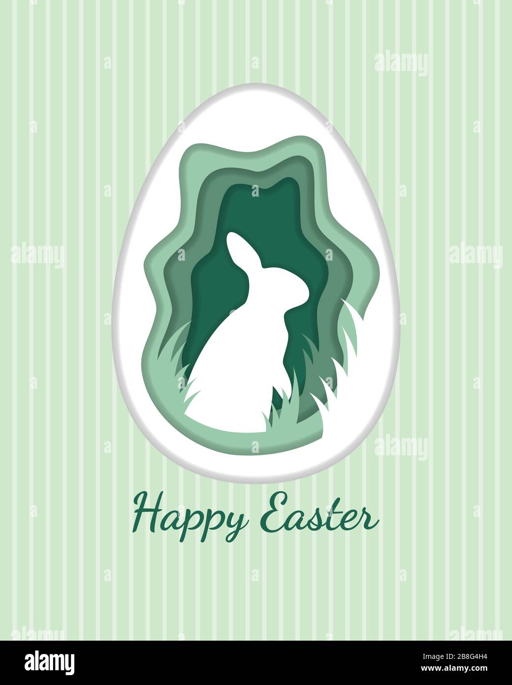 Easter Illustration background , Rabbit inside egg paper cut stile Stock Vector