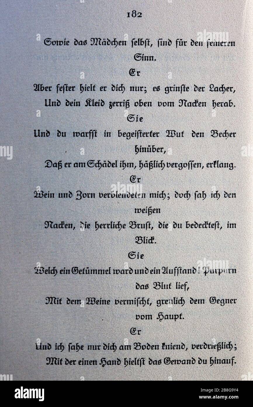 Goethes Liebesgedichte im Insel Verlag-182. Stock Photo
