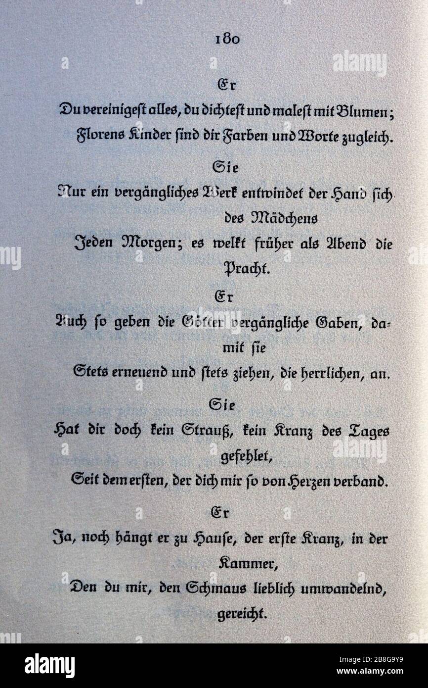 Goethes Liebesgedichte im Insel Verlag-180. Stock Photo