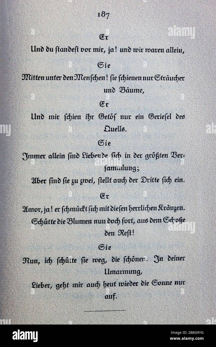 Goethes Liebesgedichte im Insel Verlag-187. Stock Photo