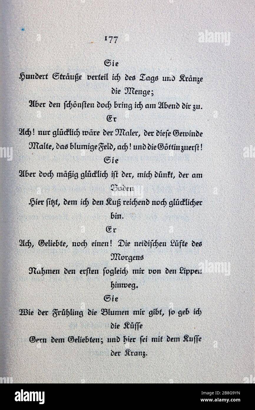 Goethes Liebesgedichte im Insel Verlag-177. Stock Photo
