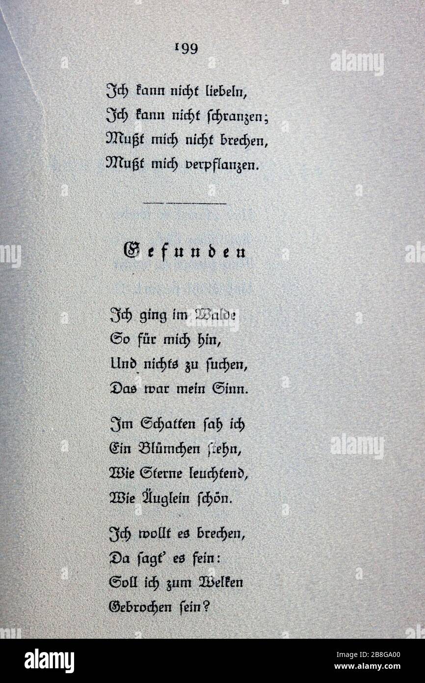 Goethes Liebesgedichte im Insel Verlag-199. Stock Photo