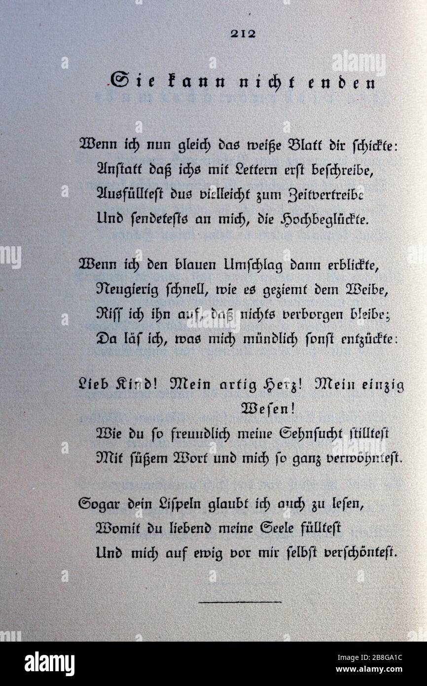 Goethes Liebesgedichte im Insel Verlag-212. Stock Photo