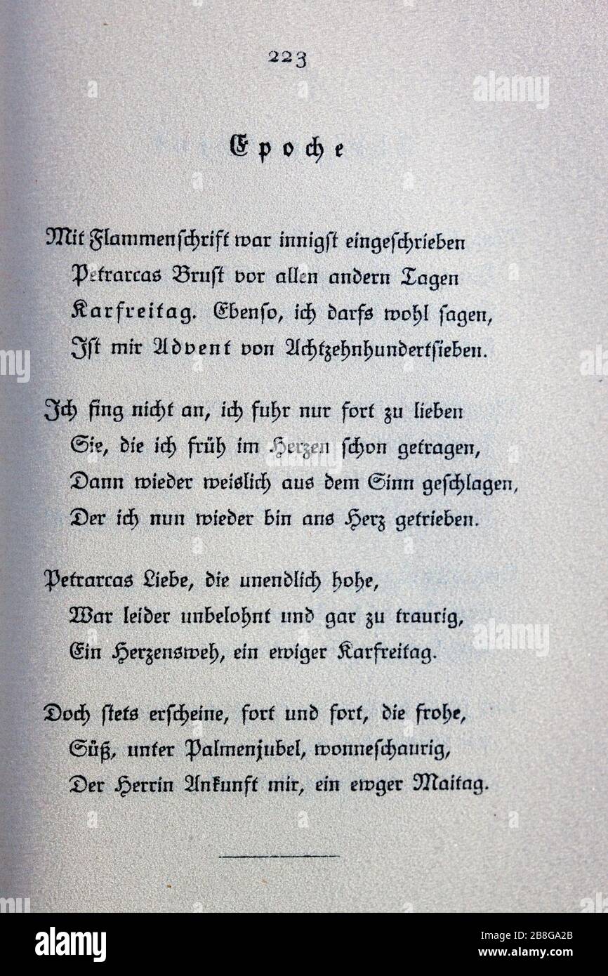 Goethes Liebesgedichte im Insel Verlag-223. Stock Photo