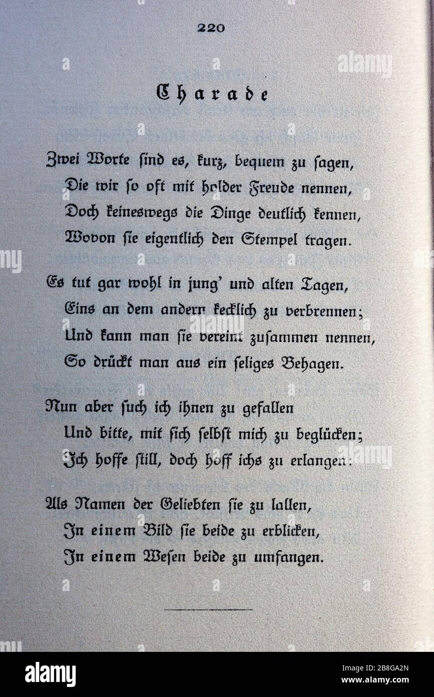 Goethes Liebesgedichte im Insel Verlag-220. Stock Photo