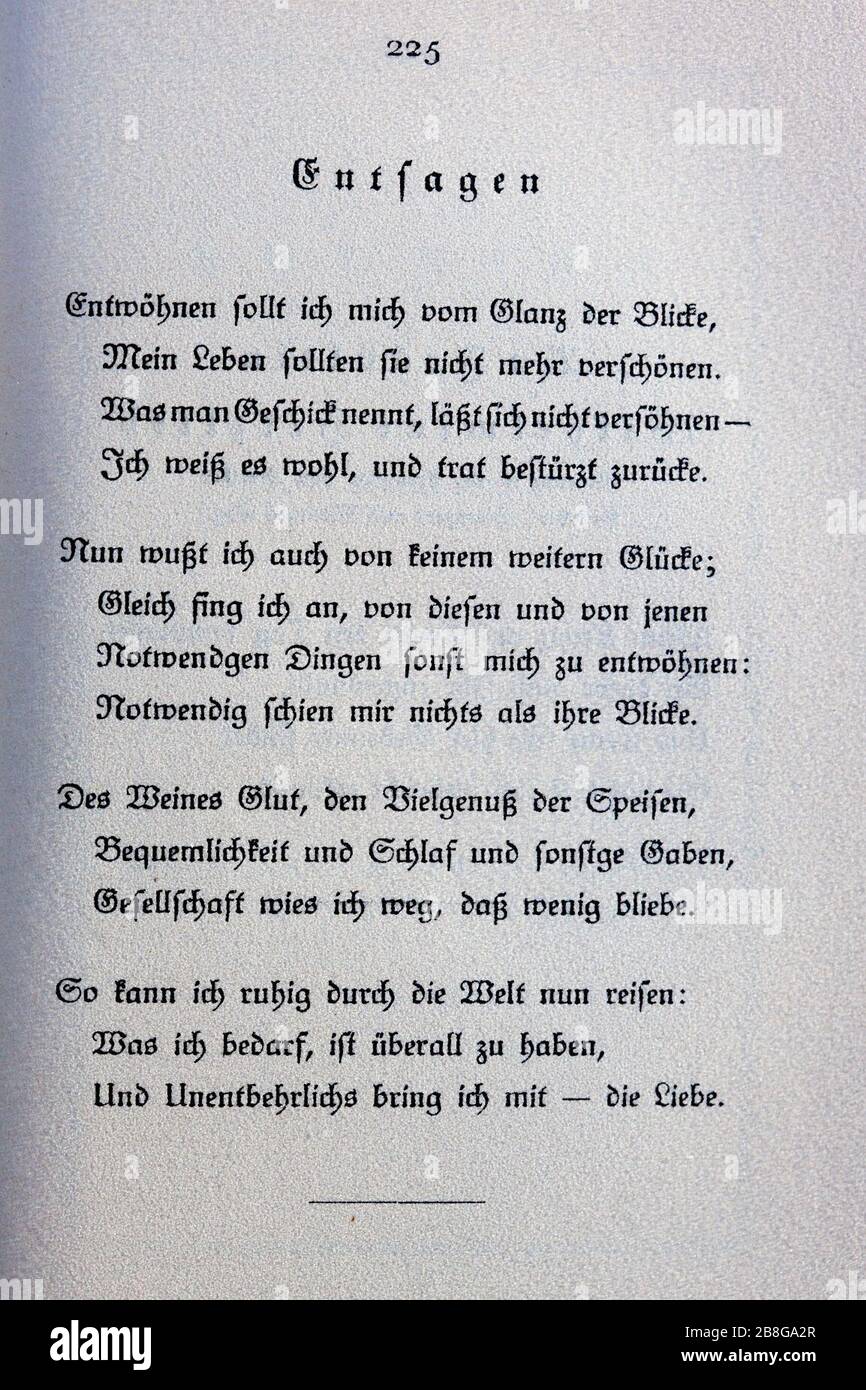 Goethes Liebesgedichte im Insel Verlag-225. Stock Photo