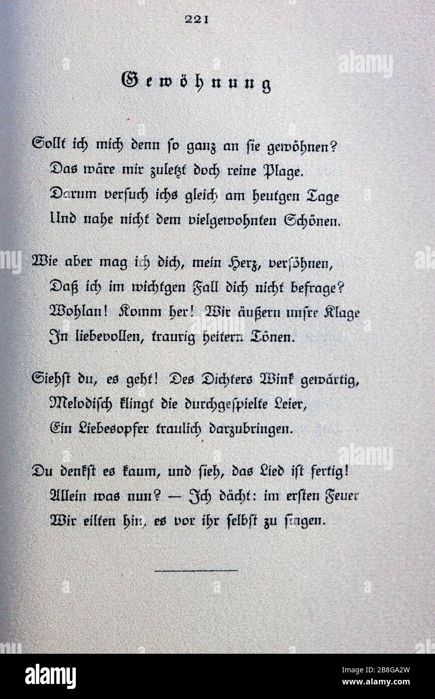 Goethes Liebesgedichte im Insel Verlag-221. Stock Photo