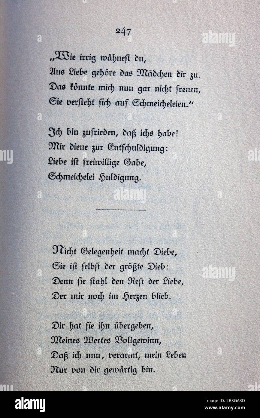 Goethes Liebesgedichte im Insel Verlag-247. Stock Photo