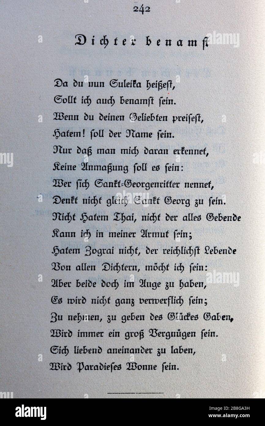 Goethes Liebesgedichte im Insel Verlag-242. Stock Photo