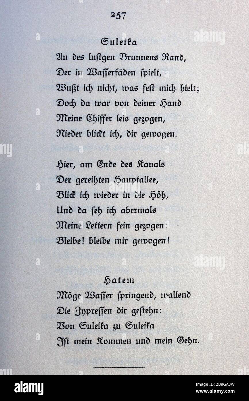 Goethes Liebesgedichte im Insel Verlag-257. Stock Photo