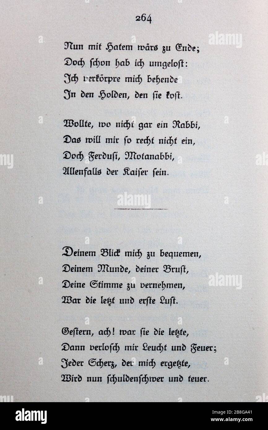 Goethes Liebesgedichte im Insel Verlag-264. Stock Photo