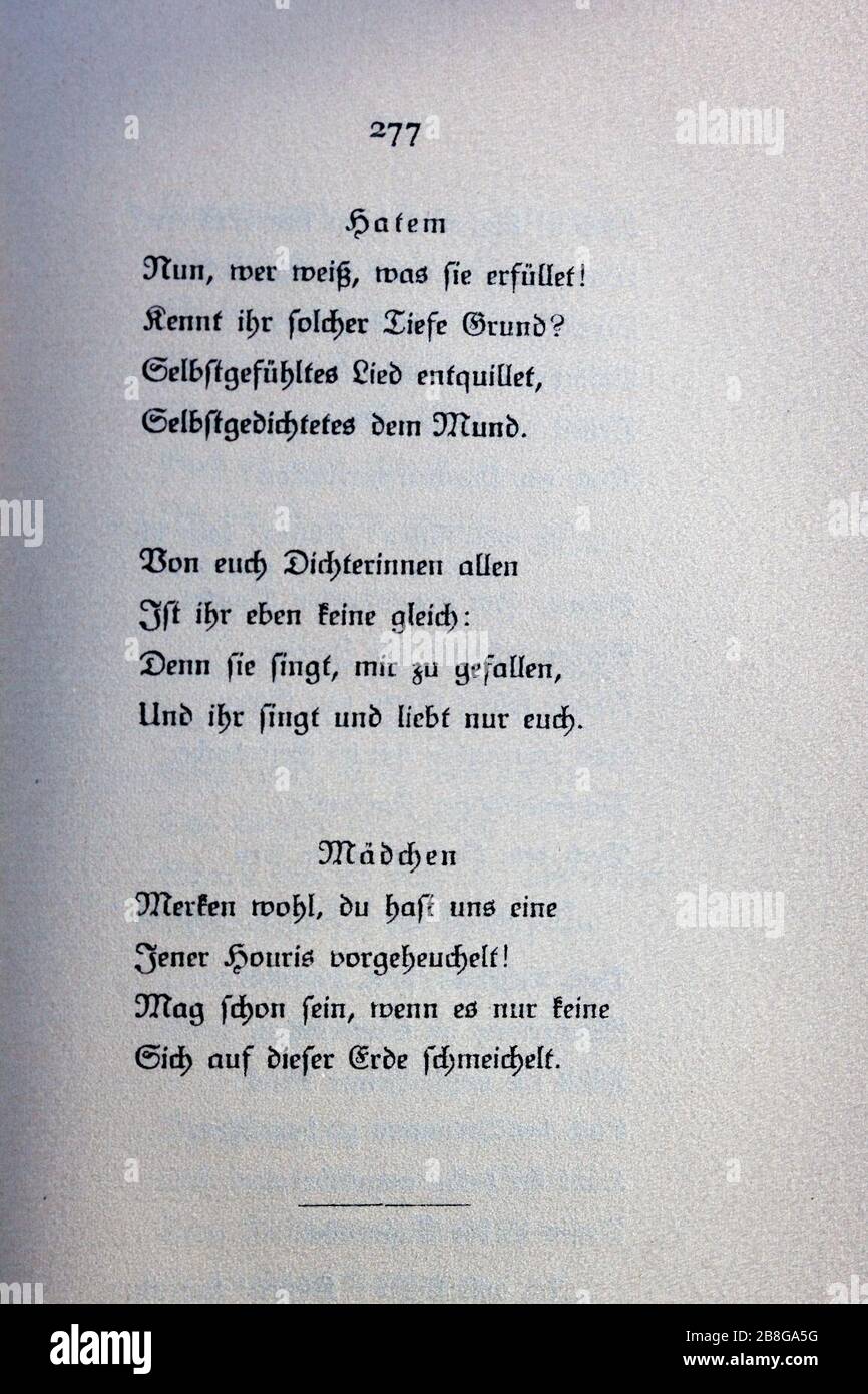 Goethes Liebesgedichte im Insel Verlag-277. Stock Photo