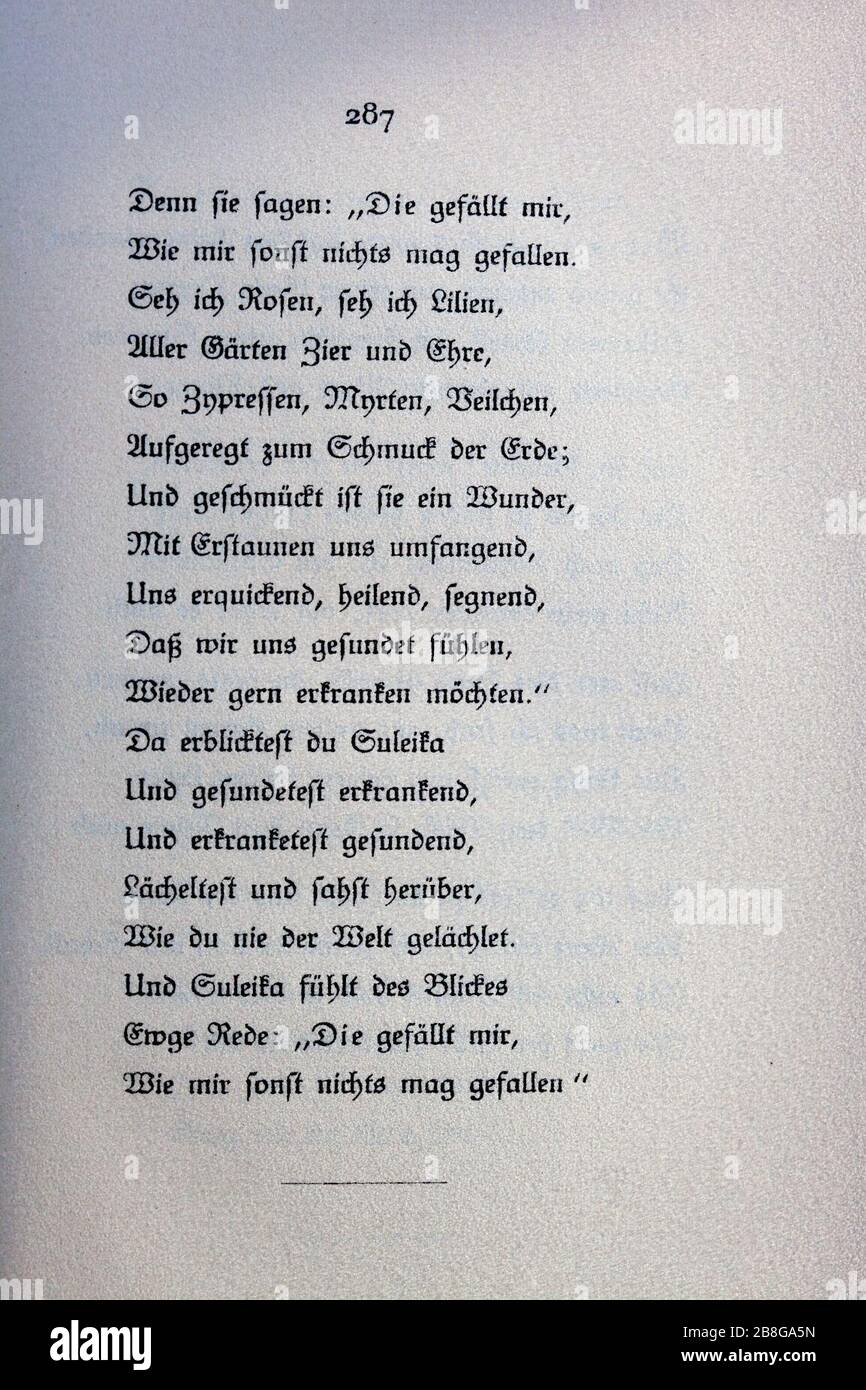 Goethes Liebesgedichte im Insel Verlag-287. Stock Photo