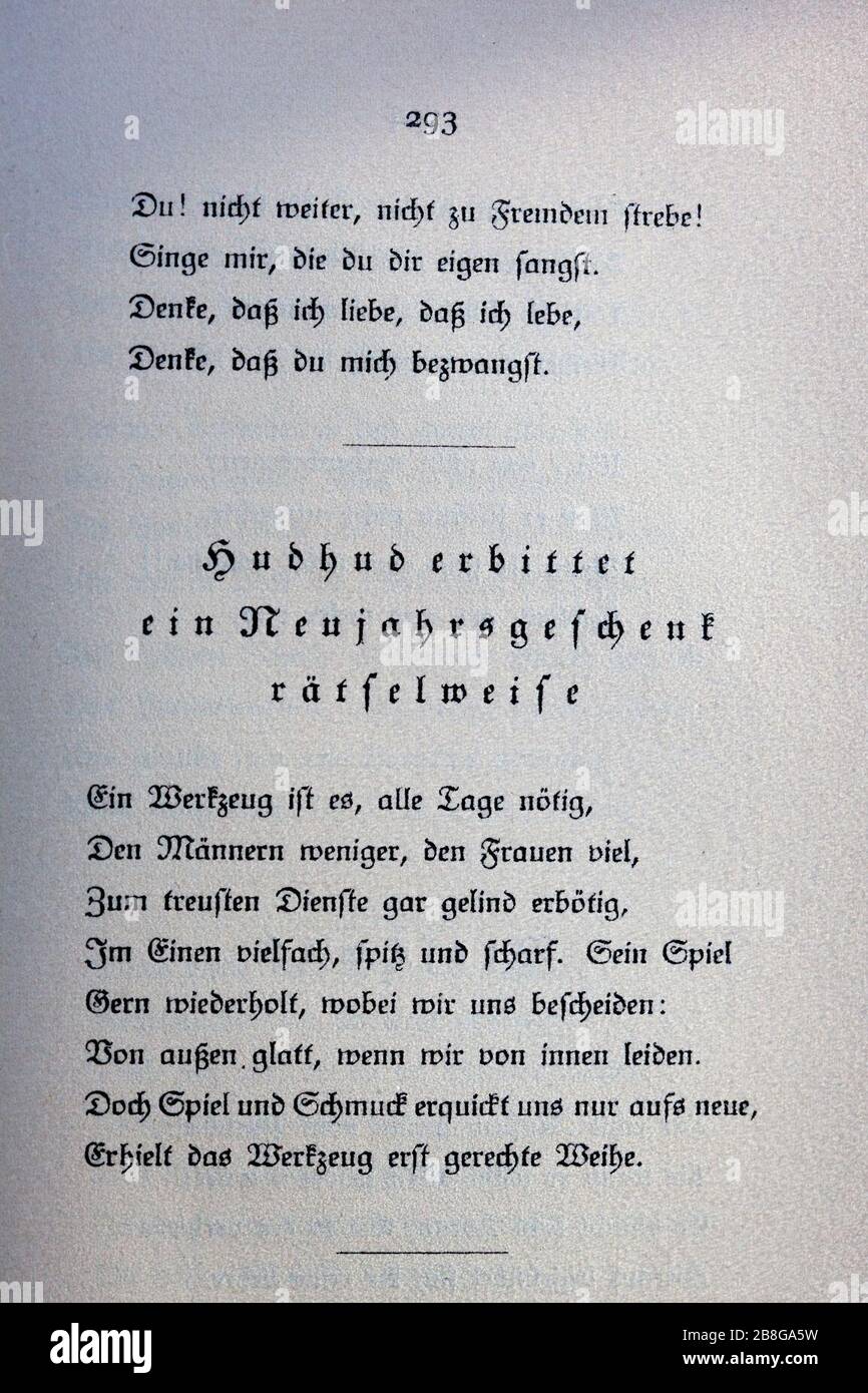 Goethes Liebesgedichte im Insel Verlag-293. Stock Photo