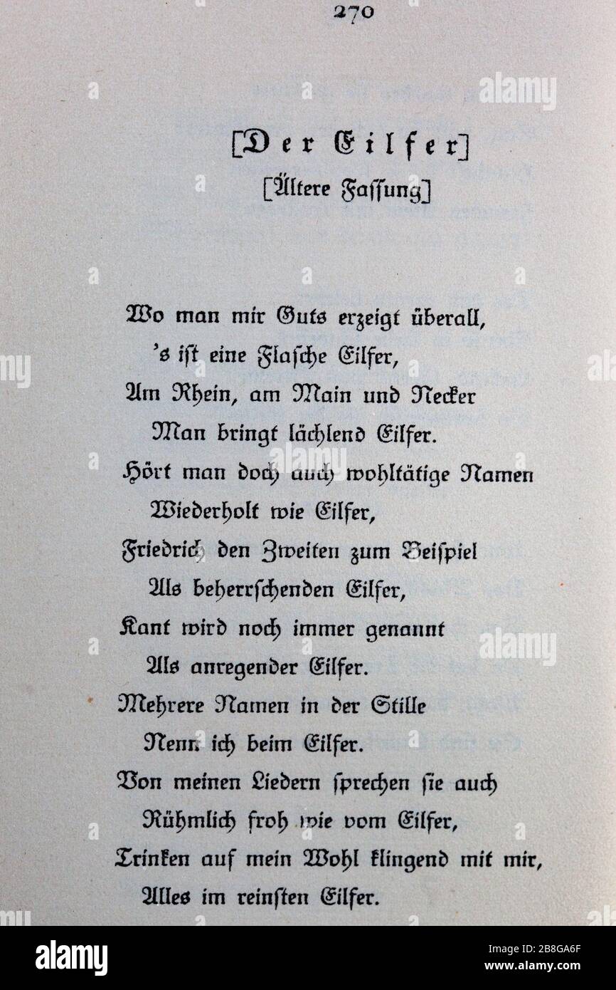 Goethes Liebesgedichte im Insel Verlag-270. Stock Photo