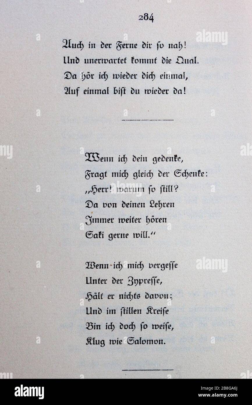 Goethes Liebesgedichte im Insel Verlag-284. Stock Photo