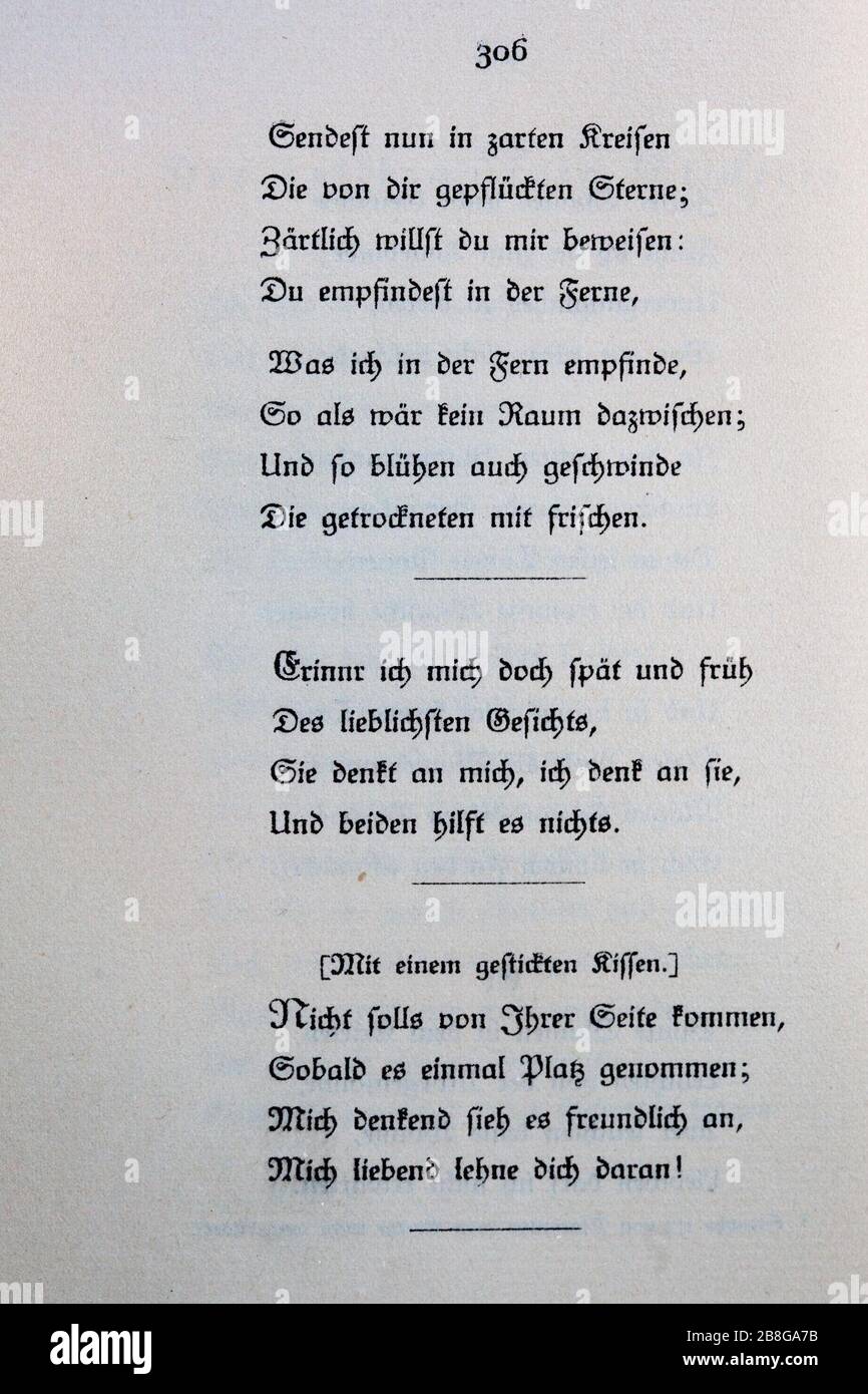 Goethes Liebesgedichte im Insel Verlag-306. Stock Photo