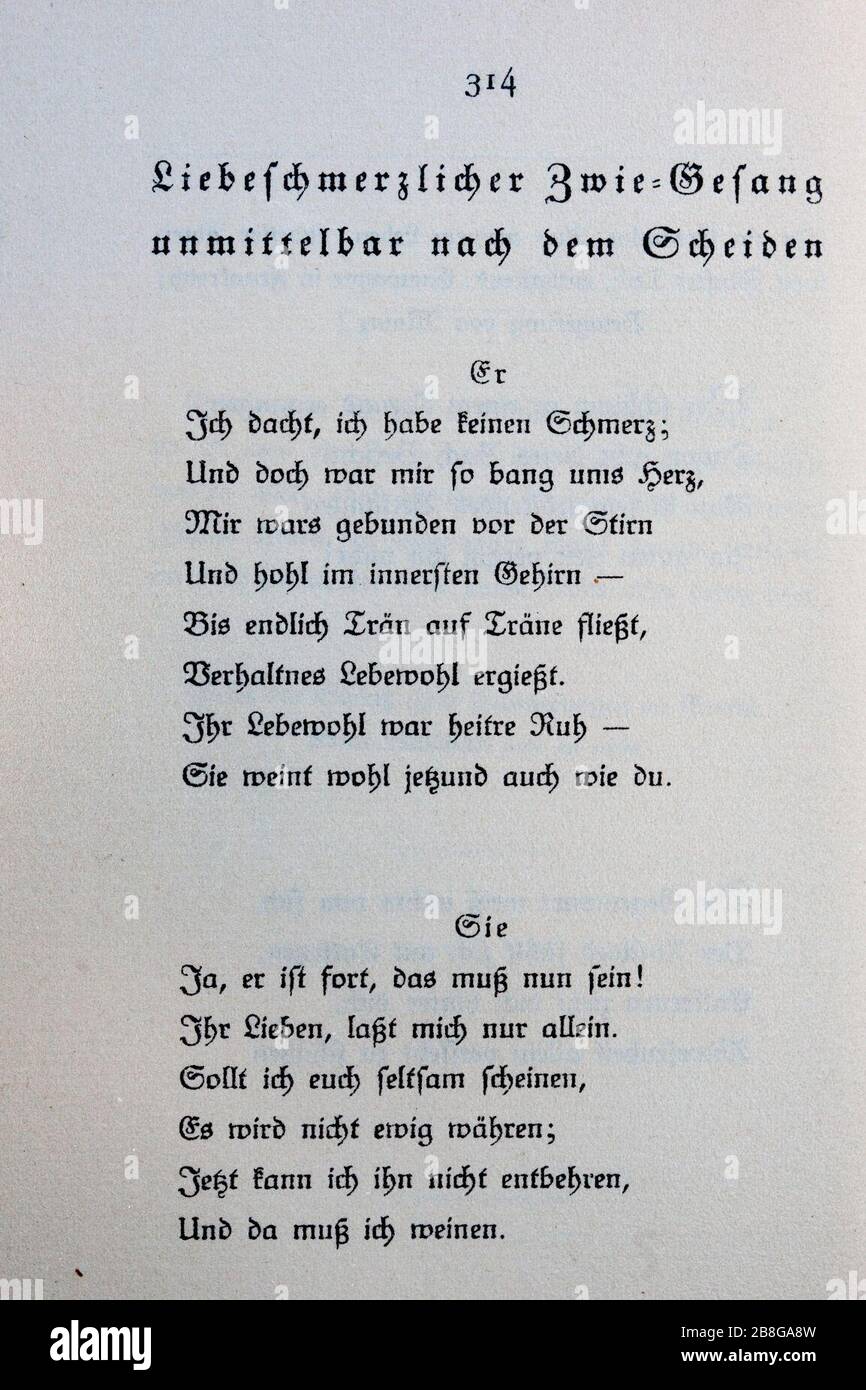 Goethes Liebesgedichte im Insel Verlag-314. Stock Photo