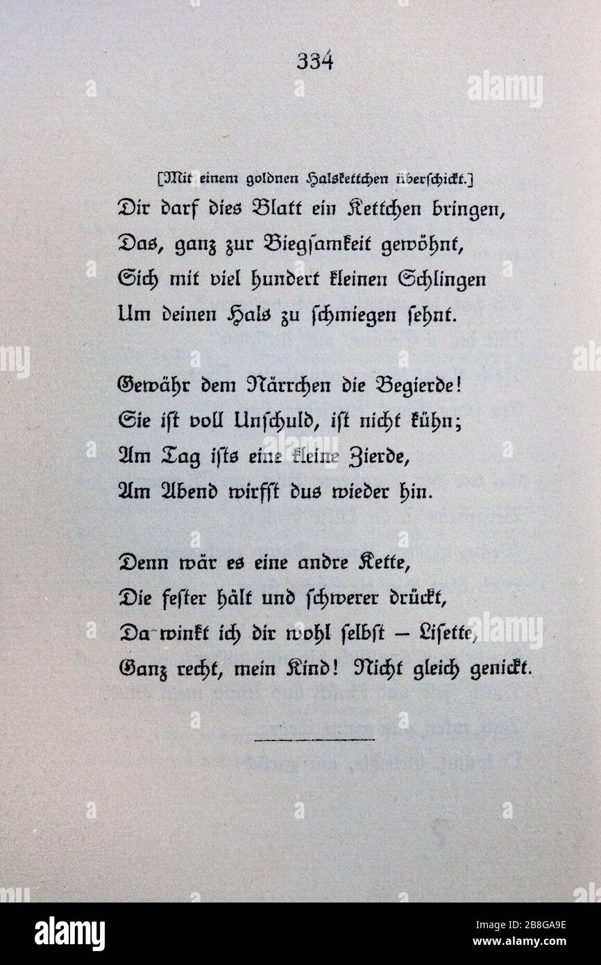 Goethes Liebesgedichte im Insel Verlag-334. Stock Photo