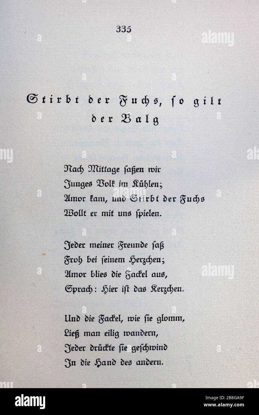 Goethes Liebesgedichte im Insel Verlag-335. Stock Photo