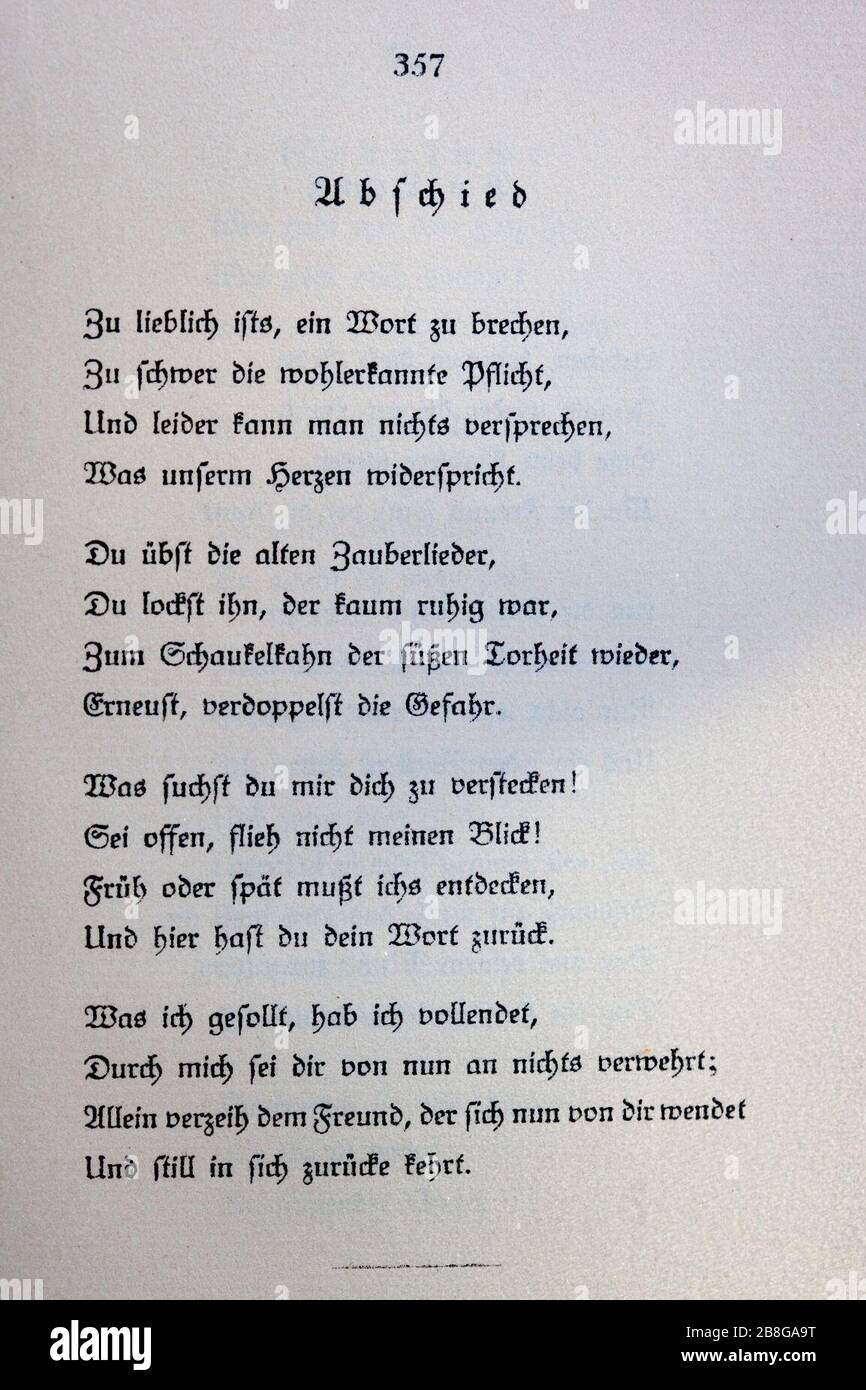 Goethes Liebesgedichte im Insel Verlag-357. Stock Photo