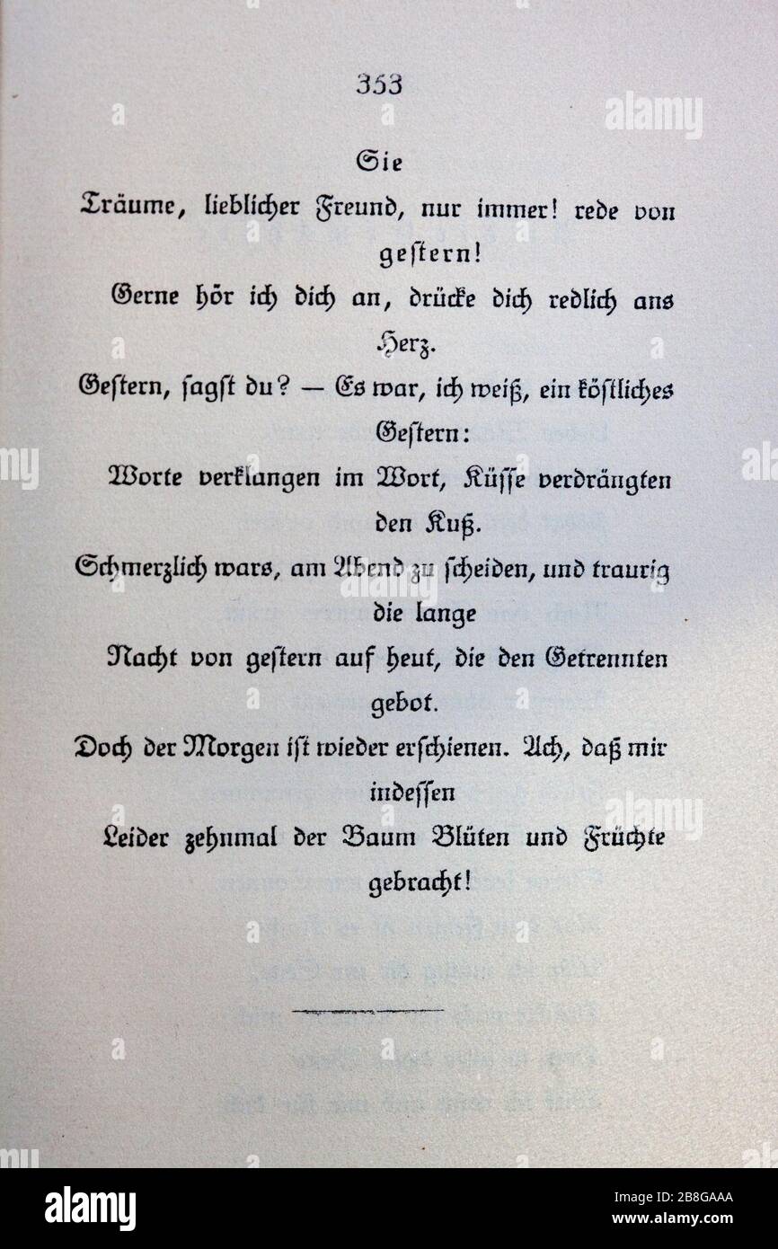 Goethes Liebesgedichte im Insel Verlag-353. Stock Photo