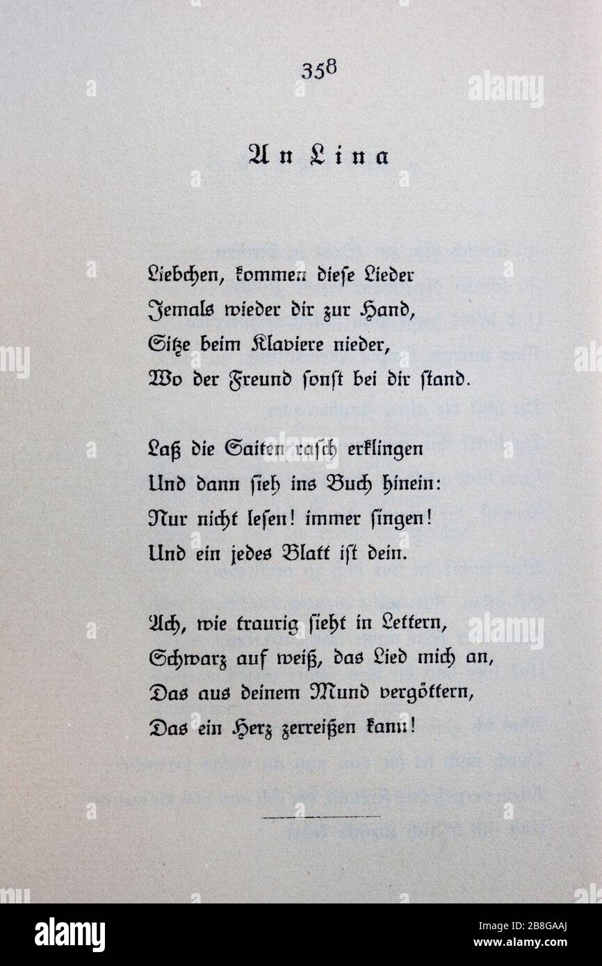 Goethes Liebesgedichte im Insel Verlag-358. Stock Photo