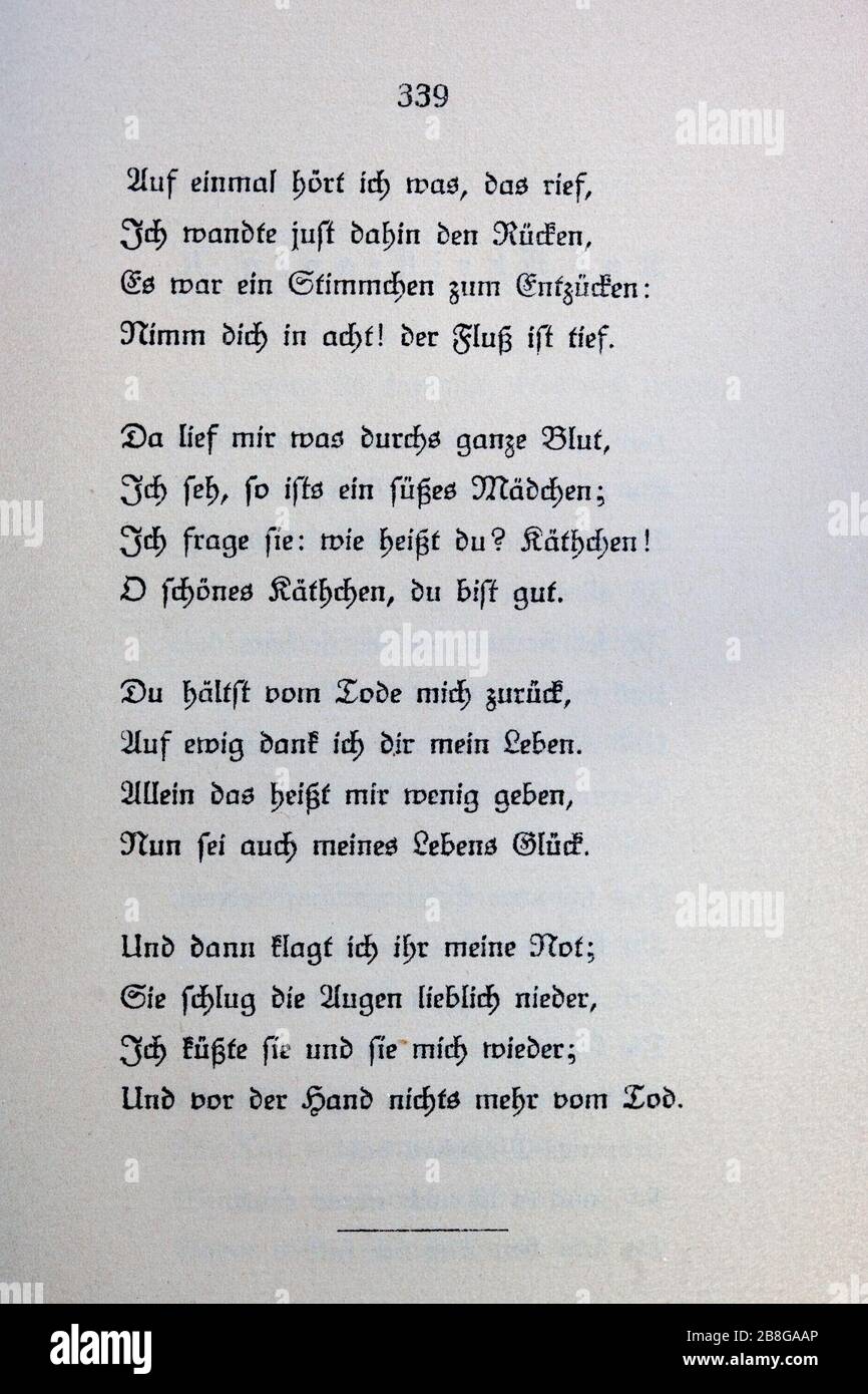 Goethes Liebesgedichte im Insel Verlag-339. Stock Photo