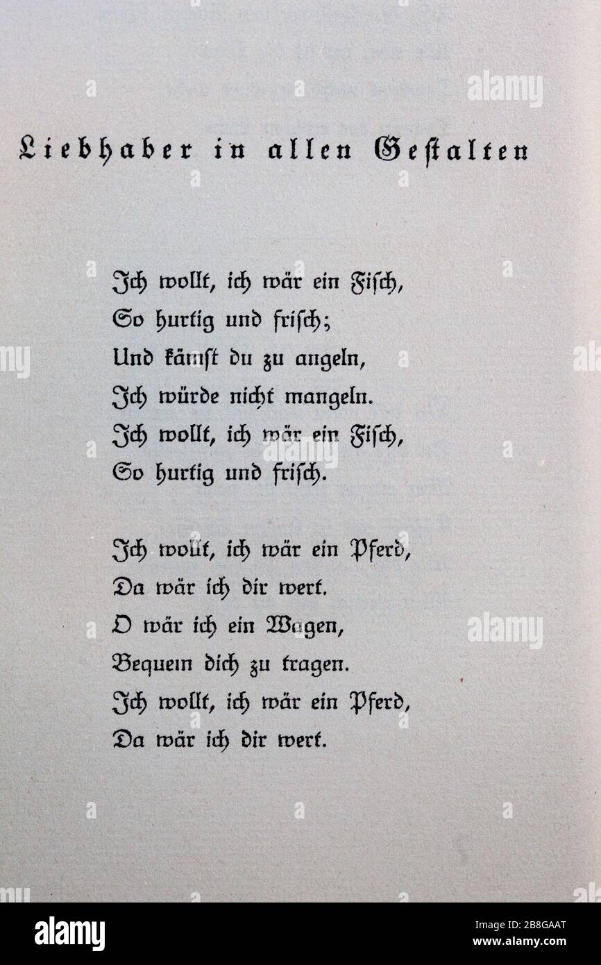 Goethes Liebesgedichte im Insel Verlag-344. Stock Photo