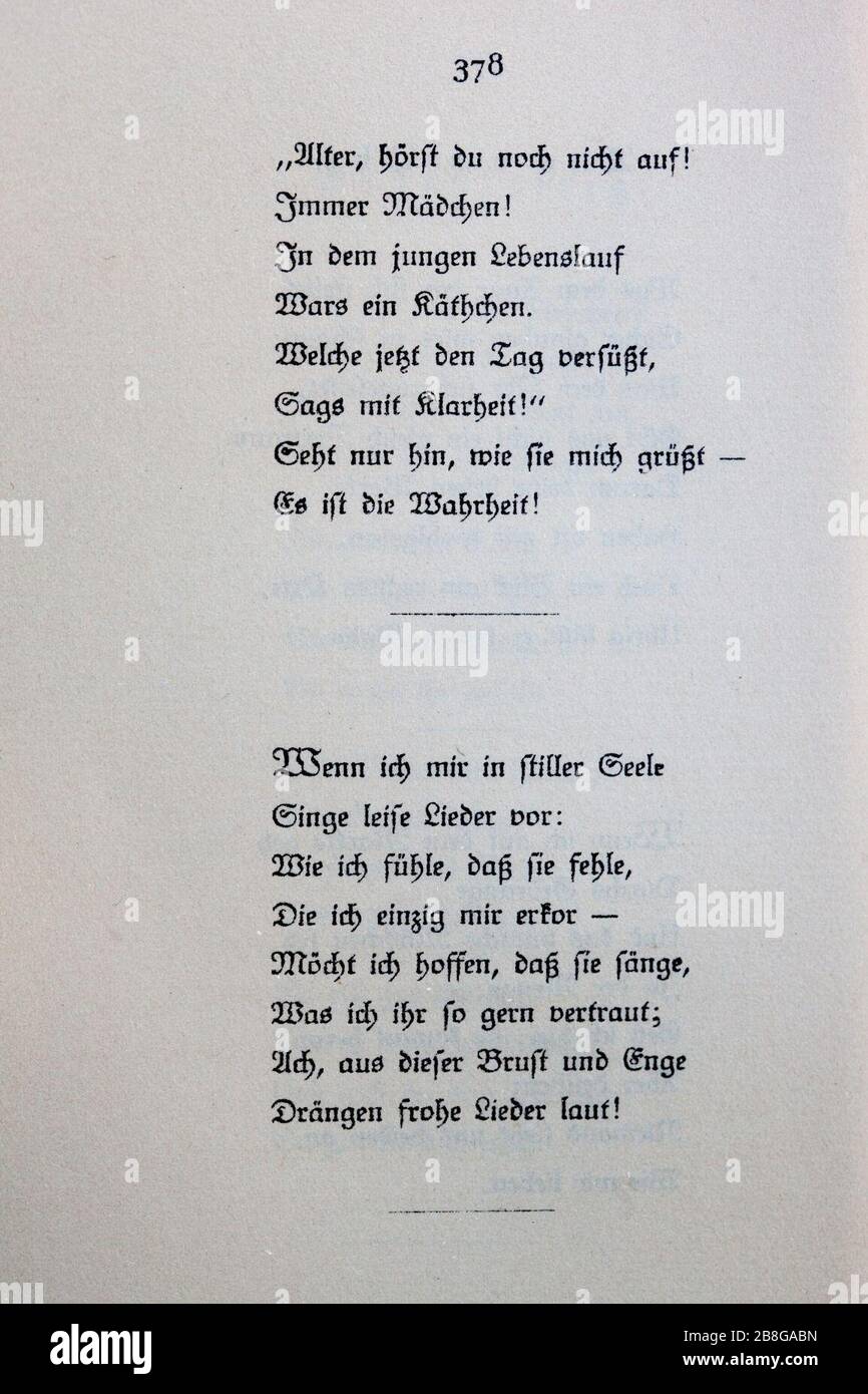 Goethes Liebesgedichte im Insel Verlag-378. Stock Photo