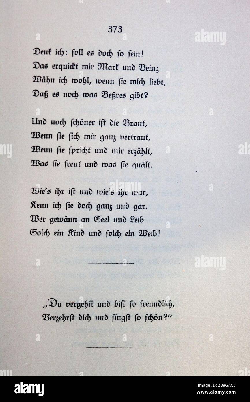 Goethes Liebesgedichte im Insel Verlag-373. Stock Photo