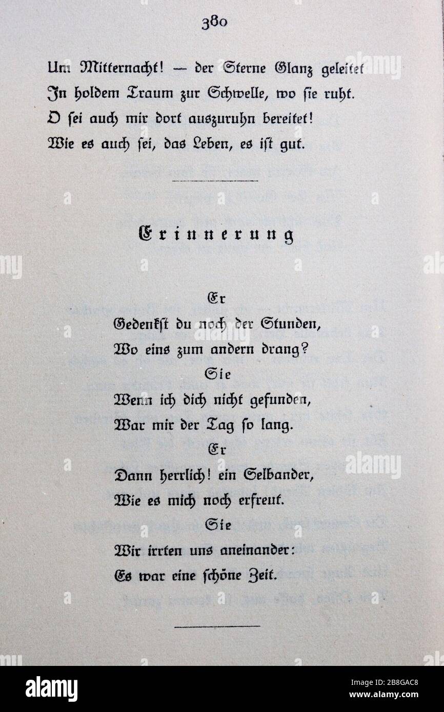 Goethes Liebesgedichte im Insel Verlag-380. Stock Photo