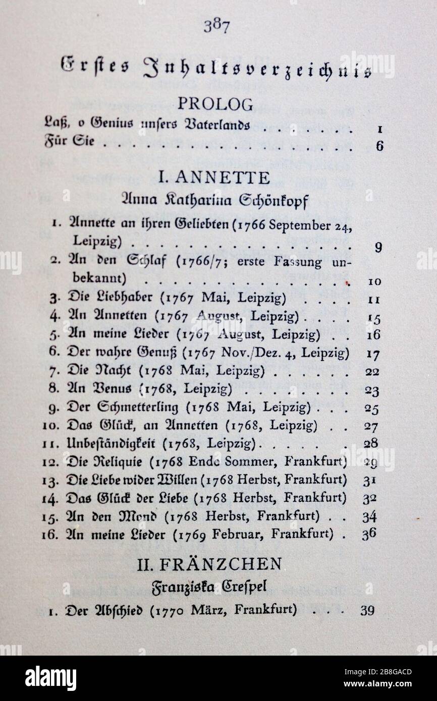 Goethes Liebesgedichte im Insel Verlag-387. Stock Photo
