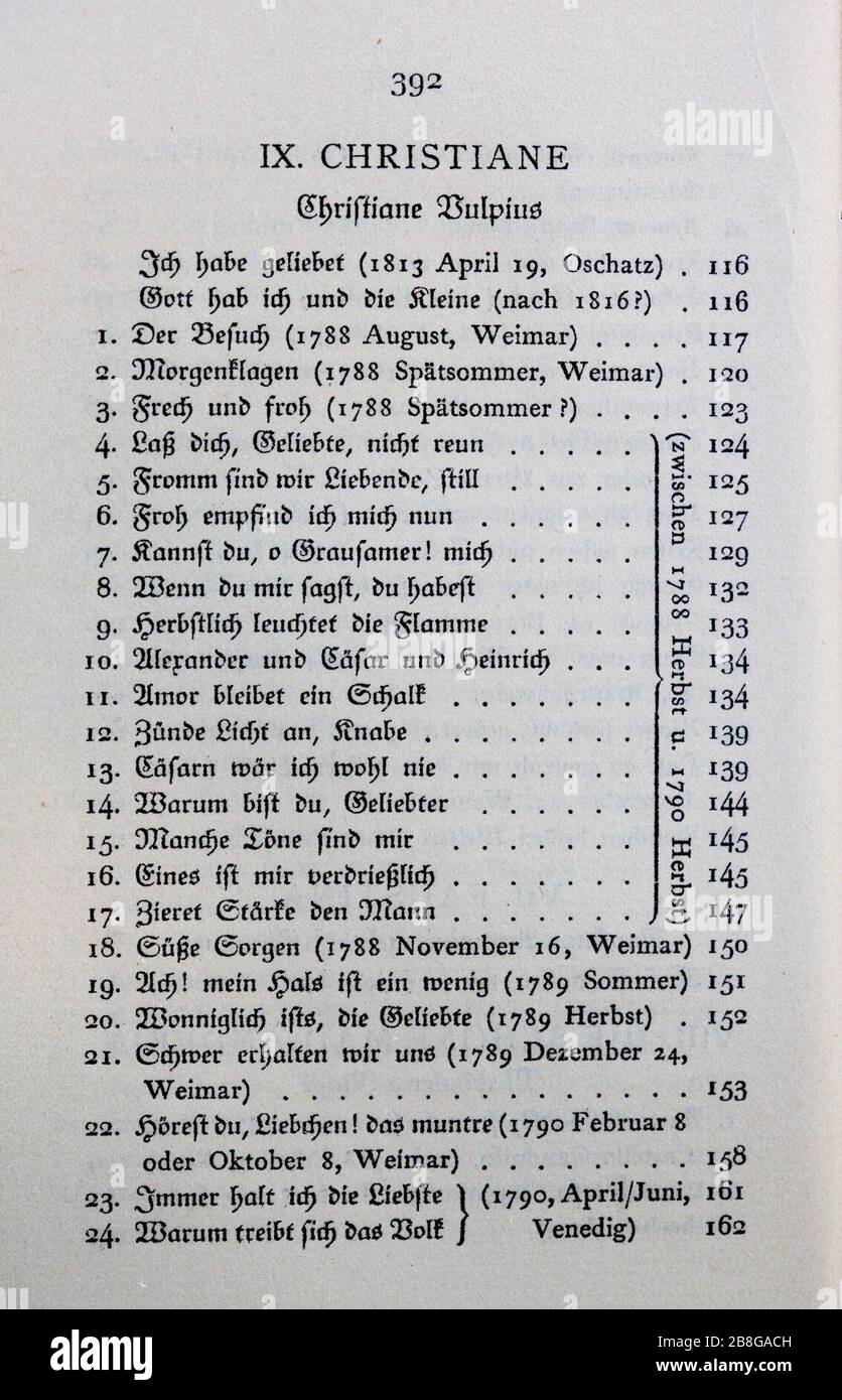 Goethes Liebesgedichte im Insel Verlag-392. Stock Photo